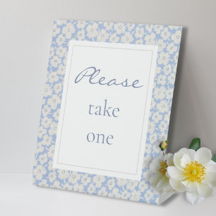 Blue & White Floral Favour Sign Event Wedding