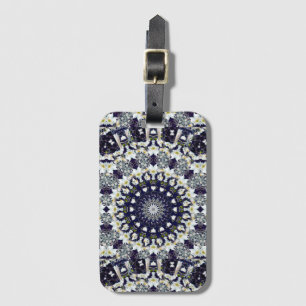 Blue White Floral Mandala Travel Luggage Tag