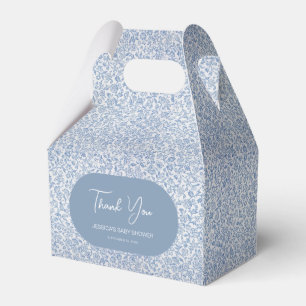 Blue & White Floral Pattern Toile Boy Baby Shower Favour Box