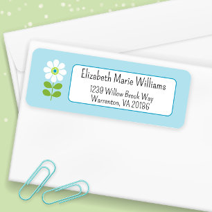 Blue White Floral Return Address