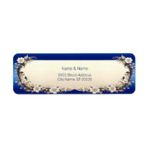 Blue White Floral Return Address Label