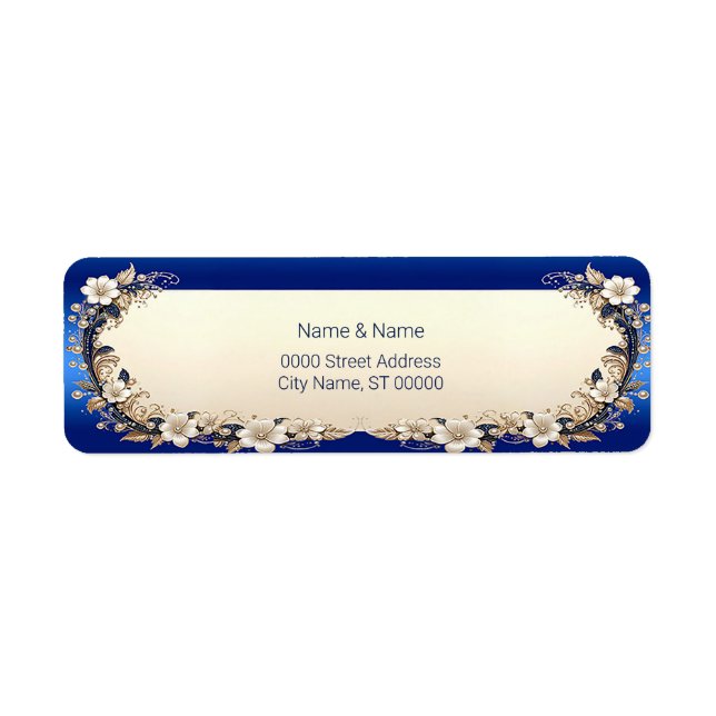Blue White Floral Return Address Label (Front)