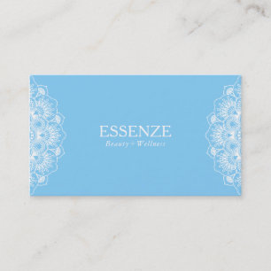 Blue & white floral reversible mandala business card