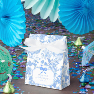 Blue White Floral Roses Chinoiserie Bridal Shower  Favour Box