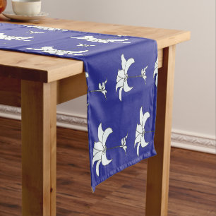 Blue White Floral Short Table Runner