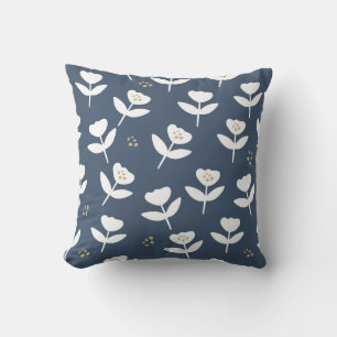 Blue White Floral Stripe Pretty Stylish Cushion