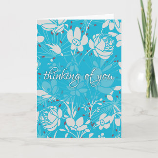 Blue & White Floral Thinking of You Card