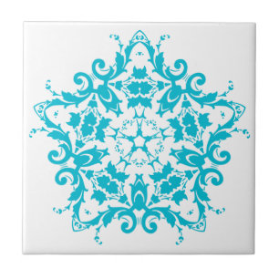 Blue White Floral Tile