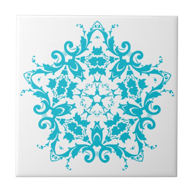 Blue White Floral Tile (Front)
