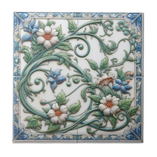 Blue & White Floral Tile