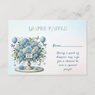 Blue White Floral Vase Baby Shower Enclosure Card