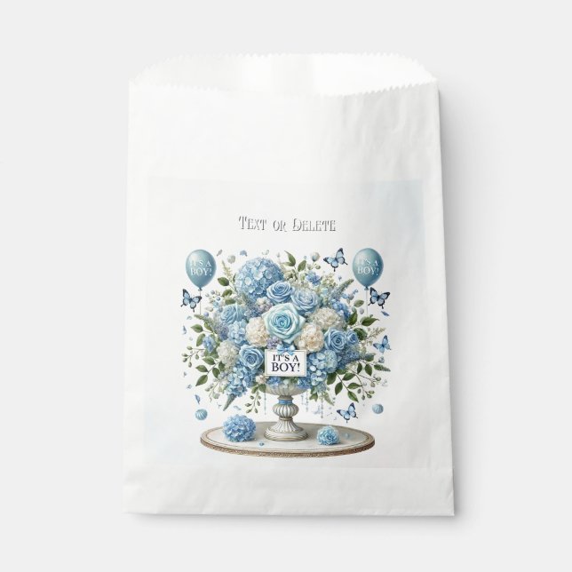 Blue White Floral Vase Favour Bags (Front)
