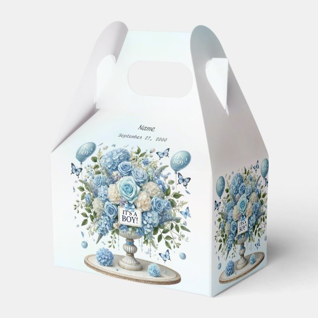Blue White Floral Vase Favour Box (Front Side)
