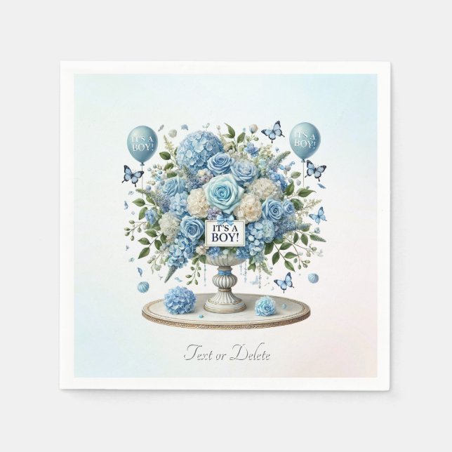 Blue White Floral Vase Napkins (Front)