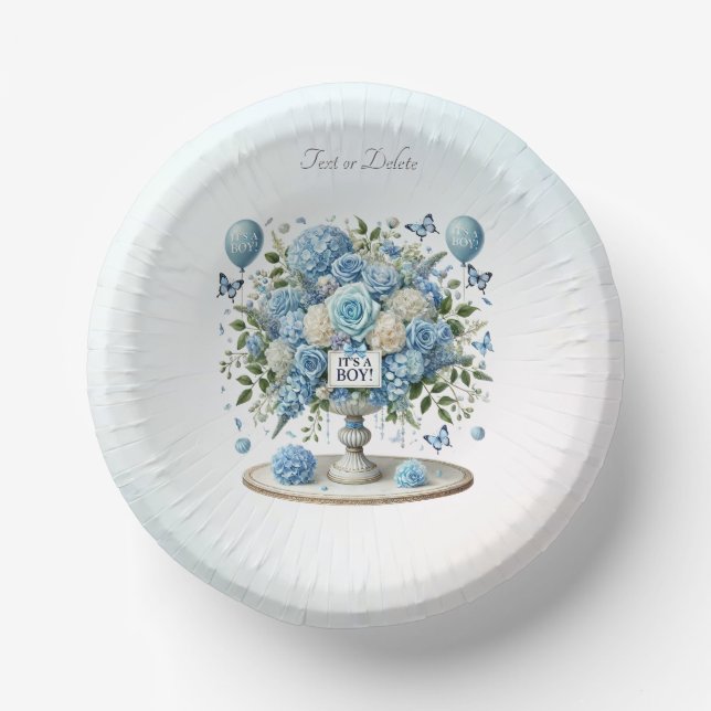 Blue White Floral Vase Paper Bowl Plate (Front)