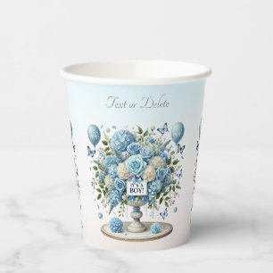 Blue White Floral Vase Paper Cups