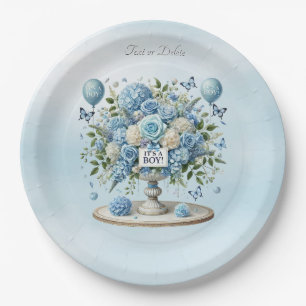 Blue White Floral Vase Paper Plate