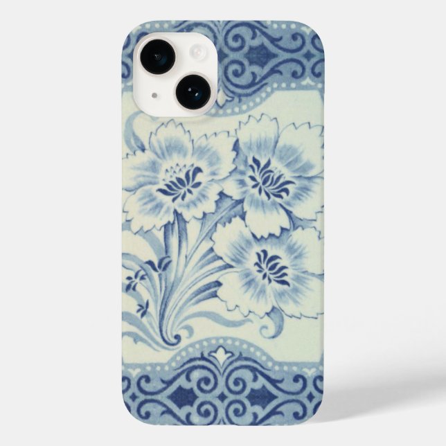 Blue & White Floral Victorian Majolica Antique Case-Mate iPhone Case (Back)