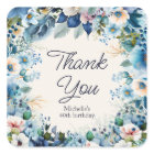 Blue White Floral Women's Birthday Thank You
