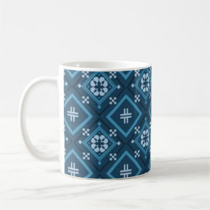 Blue white flower mug