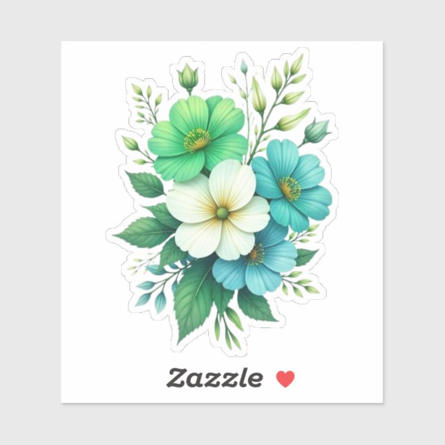 Blue White Flowers Bouquet-57453 (Sheet)