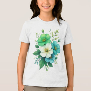 Blue White Flowers Bouquet-57453 Tri-Blend Shirt