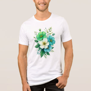 Blue White Flowers Bouquet-57453 Tri-Blend Shirt