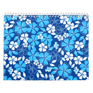 Blue & white flowers calendar