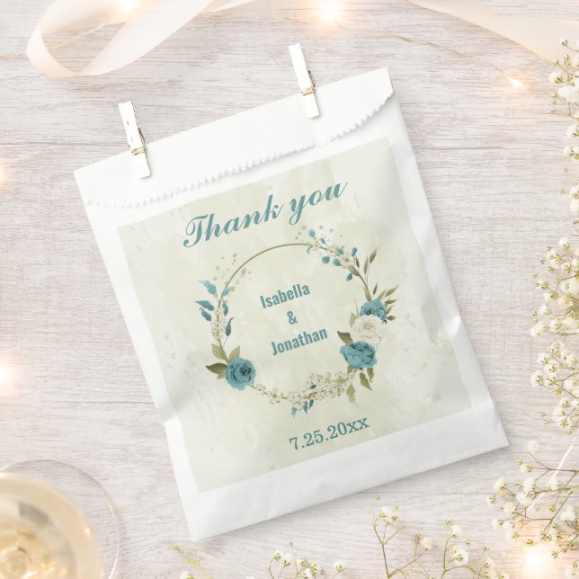 blue white flowers greenery wedding favour bag (Clipped)