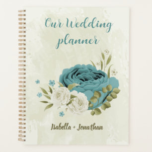 blue white flowers greenery wedding planner