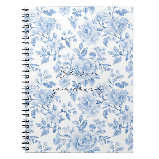 Blue White Flowers Notebook (Front)