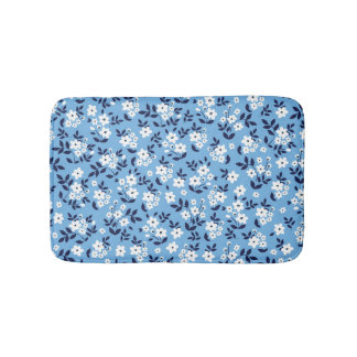 Blue, White Flowers: Vintage Bath Mat