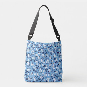 Blue, White Flowers: Vintage Crossbody Bag