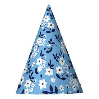 Blue, White Flowers: Vintage Party Hat