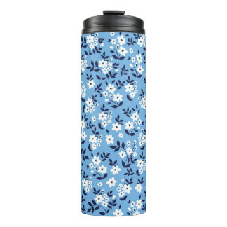 Blue, White Flowers: Vintage Thermal Tumbler