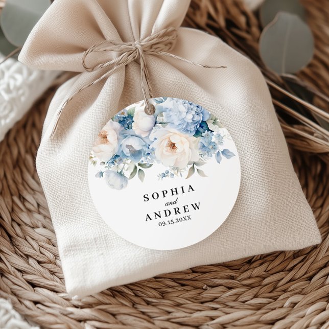 Blue & White Flowers Wedding Favour Tags (Creator Uploaded)