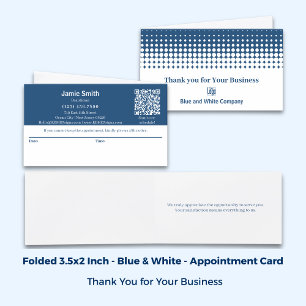 Blue & White Folded Combined Thank You & Appointment Card