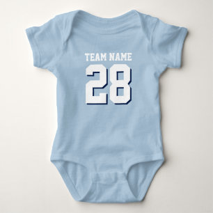 Blue White Football Jersey Sports Baby Romper Bodysuit