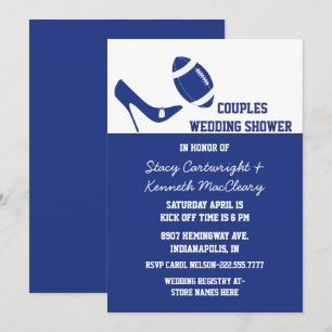 Blue & White Football Themed Wedding Shower Invitation