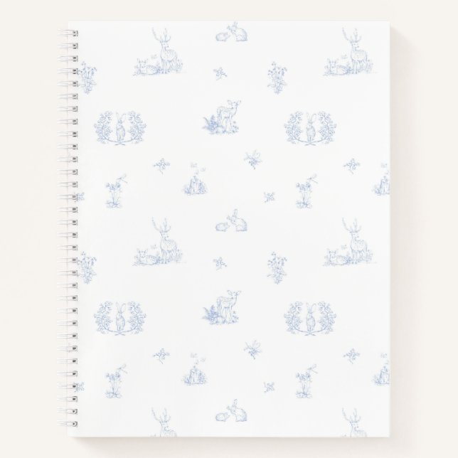 Blue White Forest Woodland Toile Notebook (Front)