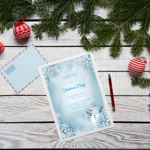 Blue & White Frosty Elegant Christmas Invitation 