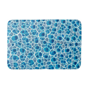 Blue & White Frosty Fantasy Abstract Ice Mosaic Bath Mat