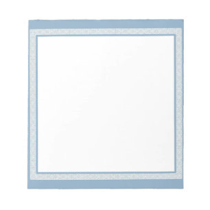 Blue & White Geometric Border Notepad