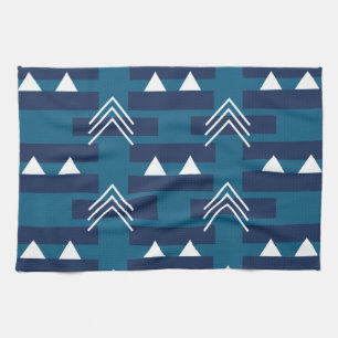 Blue White Geometric Pattern Modern Decor Tea Towel