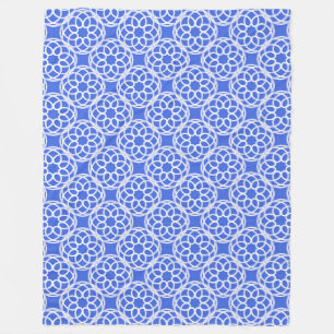 Blue White Geometric Seamless Pattern Fleece Blanket