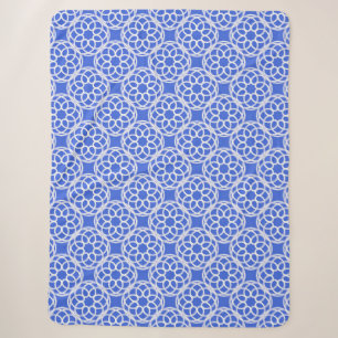 Blue White Geometric Seamless Pattern Sherpa Blanket