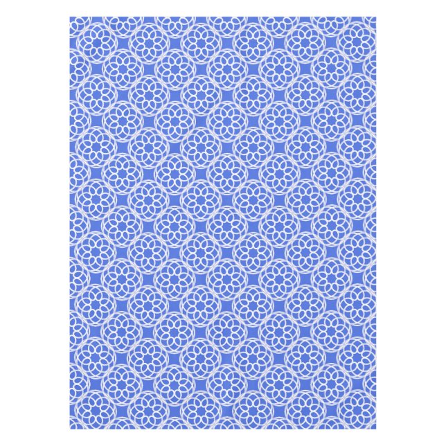 Blue White Geometric Seamless Pattern Tablecloth (Front)
