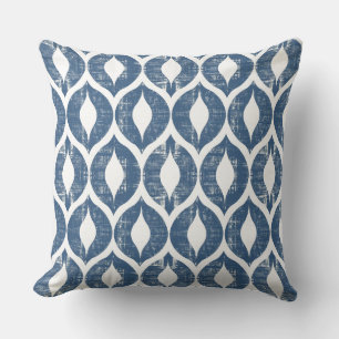 Blue & White Geometric Throw Pillow