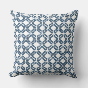 Blue & White Geometric Throw Pillow