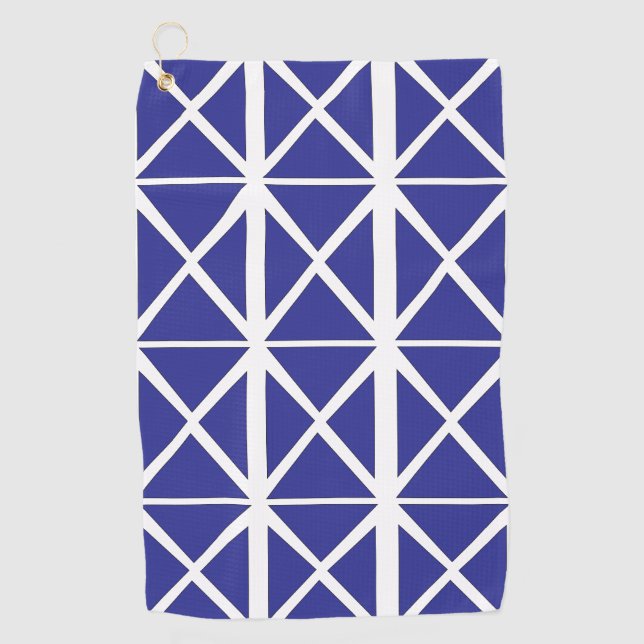 Blue White Geometric Triangle Pattern     Golf Towel (Front)